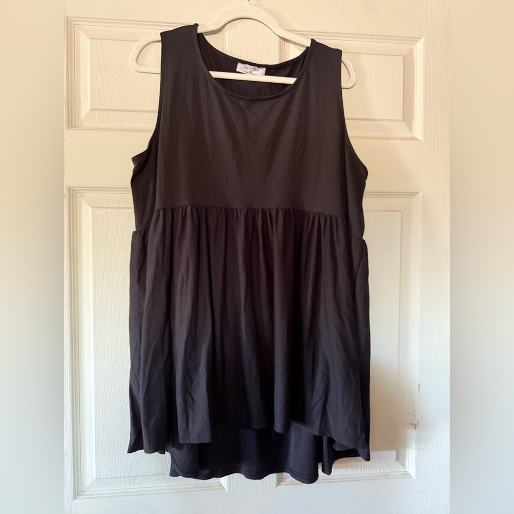Zenana Black Sleeveless babydoll Top 2xl